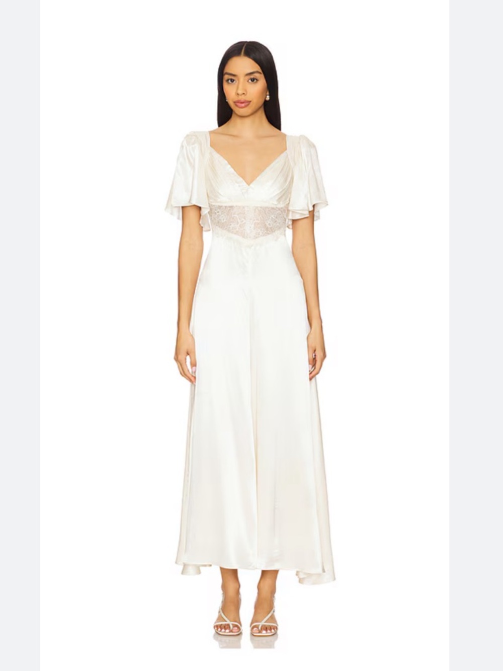 ASTR the Label Aurelia Ivory Midi Dress with Lace Bodice